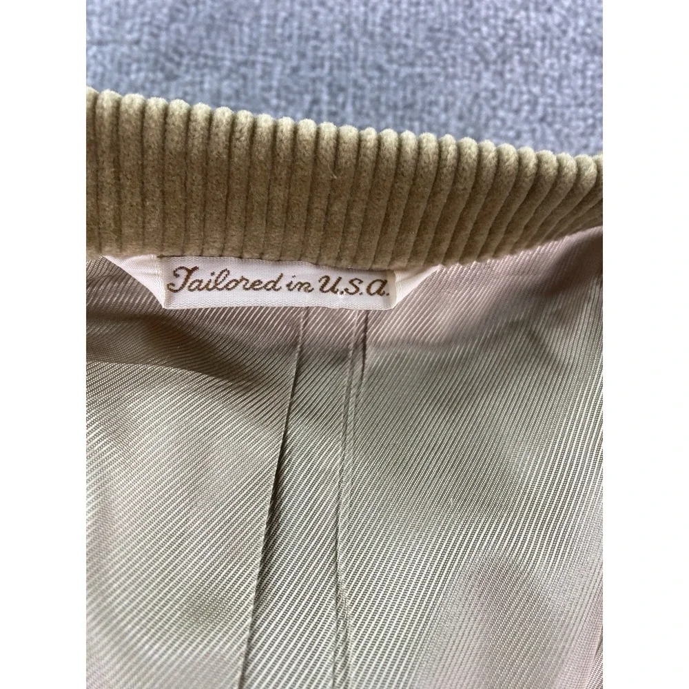 Vintage Stafford Sport Coat 46 XL Beige Cotton Corduroy Designer Premium USA